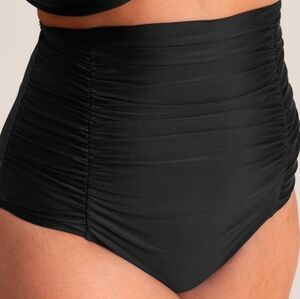 Shapermint Black High-waisted Control Ruched Bikini Bottom